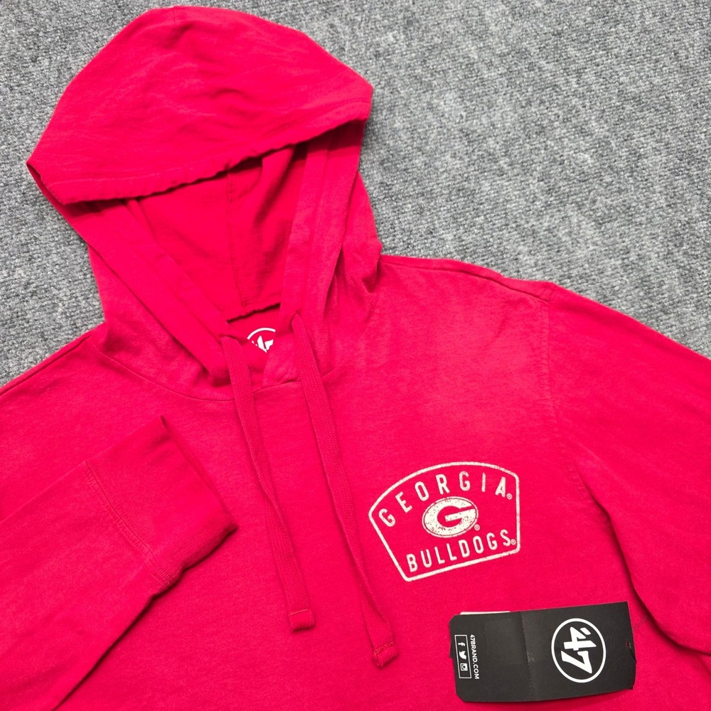 47 Brand Georgia Bulldogs Men's Small Dusted Red Hooded T-Shirt Athletic Fit